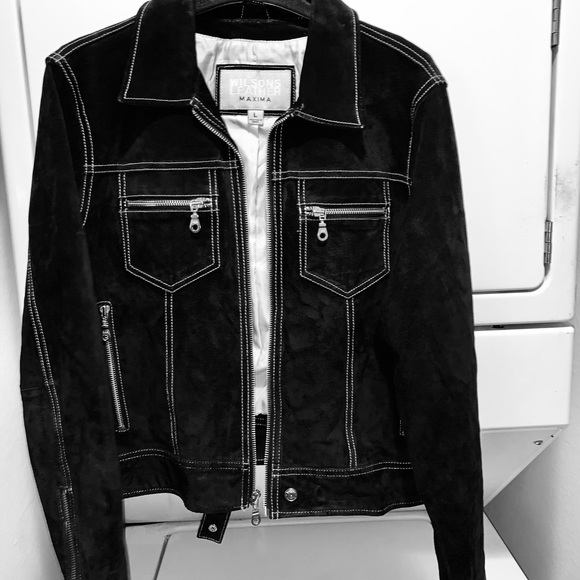 Wilsons Leather Jackets & Blazers - Wilsons Leather Dark Jacket with Contrast Stitching